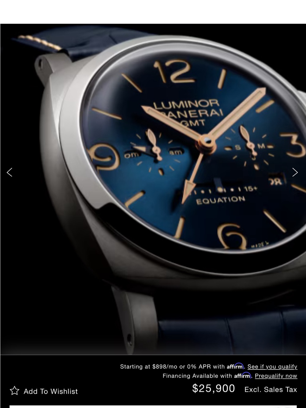 Panerai Blue Dial Titanium Luminor GMT with Blue Strap (vintage, lightly used)